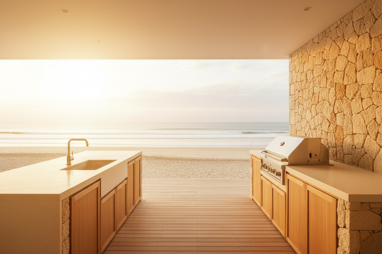Blazing Sunny Beach Outdoor Kitchen