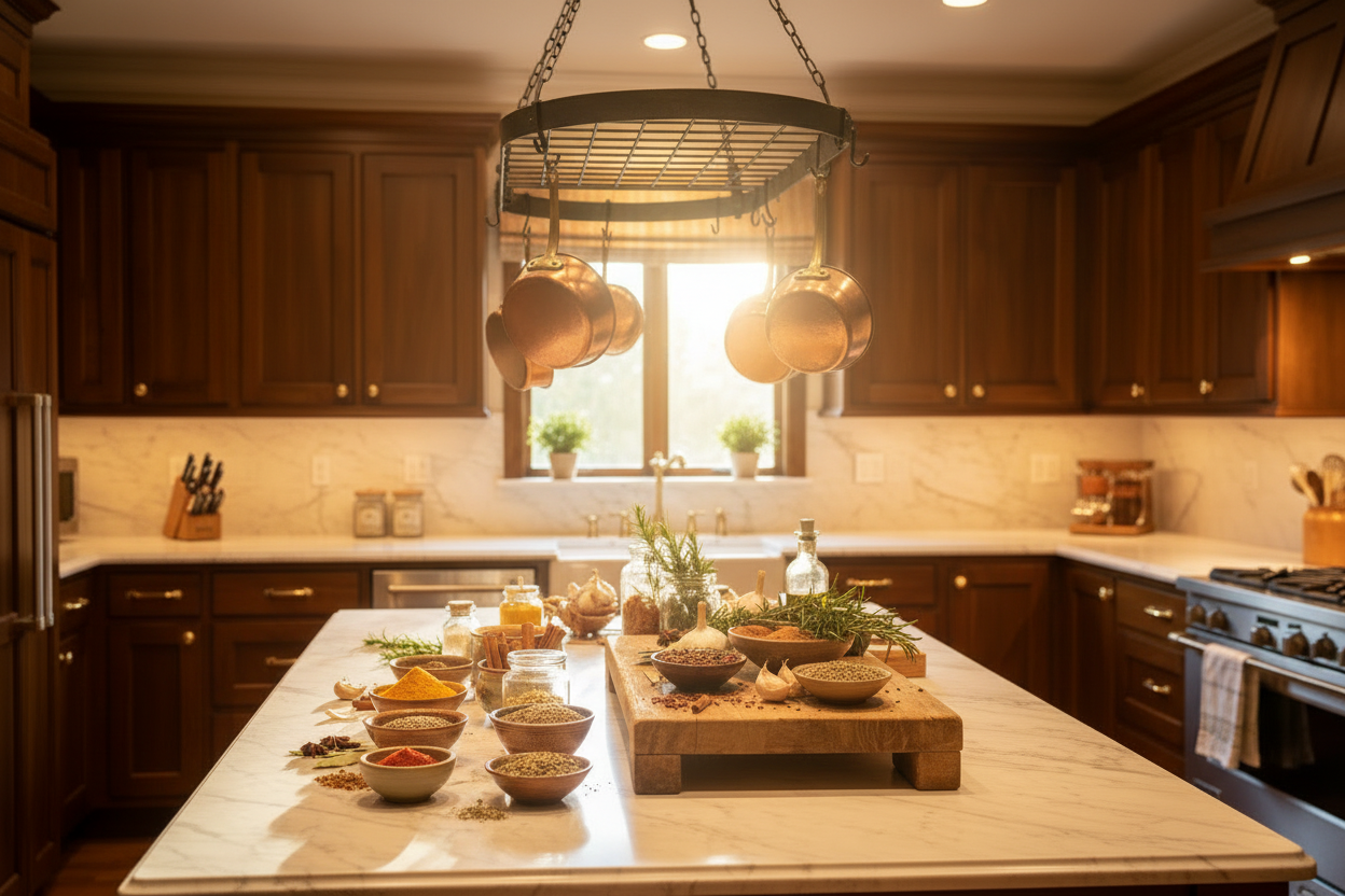 Sunny centered luxury kitchen